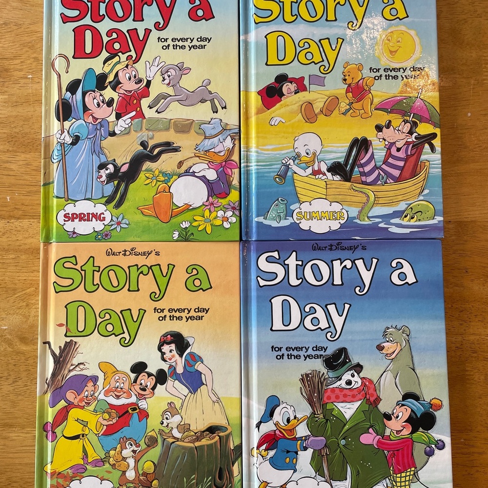 Kids Vintage Disney Story a Day Book Set (4 Books Total)